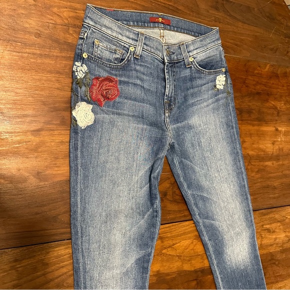 7 for all mankind floral embroidered skinny jeans size 26 - Picture 15 of 16